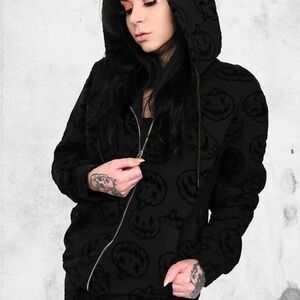 FOXBLOOD Halloween Forever Black Zip-Up Hoodie Signature Collection Womens Sz S